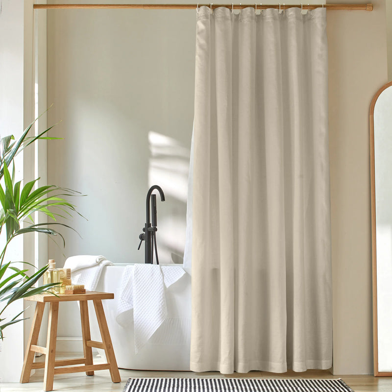 simple linen shower curtain beige natural