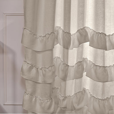 Waterfall washed linen curtains beige