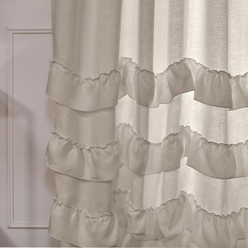 Waterfall washed linen curtains beige