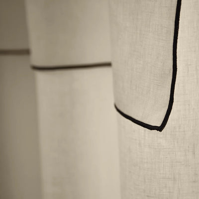 custom Bourdon Edge Linen Curtains in beige