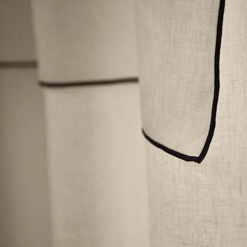 custom Bourdon Edge Linen Curtains in beige