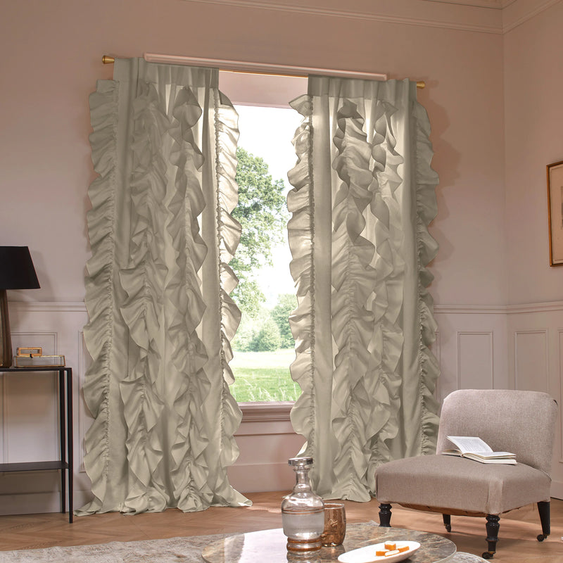 Custom ruffled Linen curtain natural