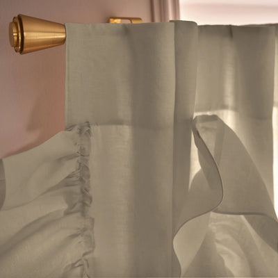 Custom drops Ruffles Linen curtain top beige