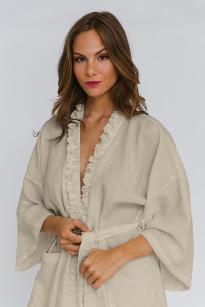 Ruffled Linen Nightgown "Lara" beige natural