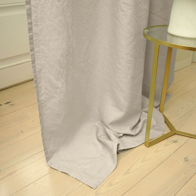 beige natural lined linen curtain 