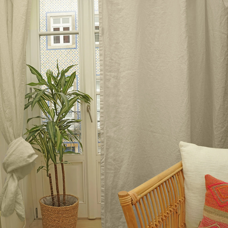 beige Linen curtain without lining