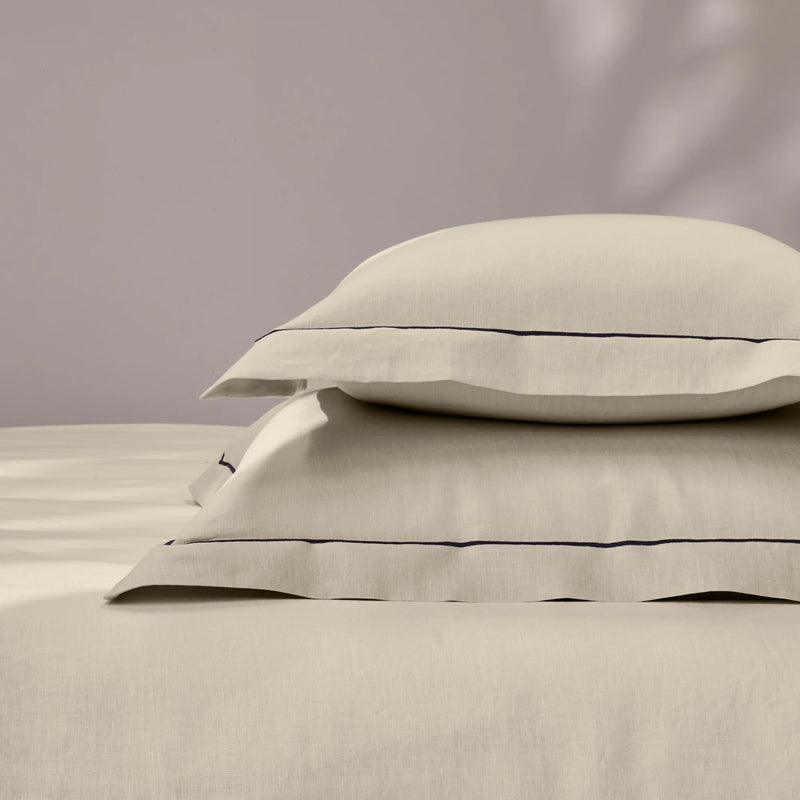 bourdon border natural linen pillowcase