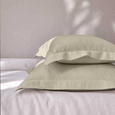 Hemstitch border natural linen pillowcase