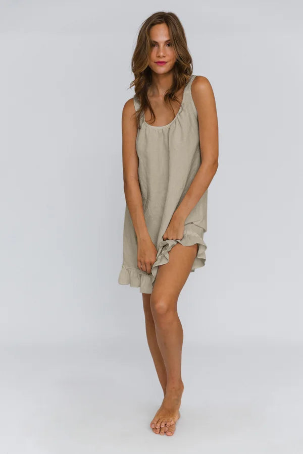 Washed linen sleeping dress “Ester” natural