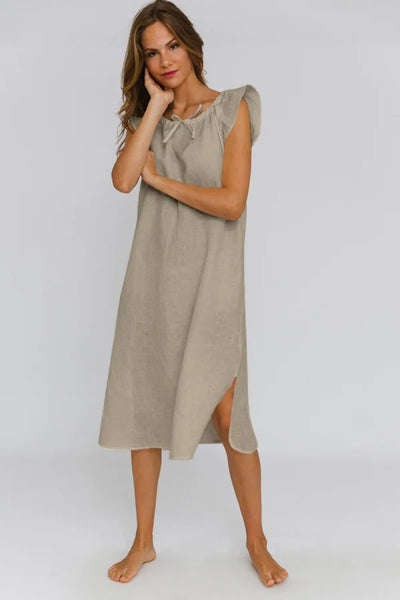 Long Linen Night Dress “Rosa” beige natural