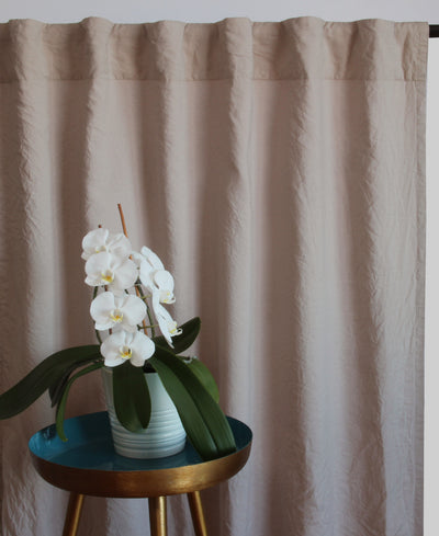 Custom size linen curtain drapery #colour_natural