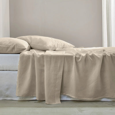 Linen Flat Sheet Beige