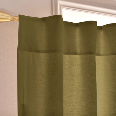 Custom Waterfall Linen Window Curtain top green