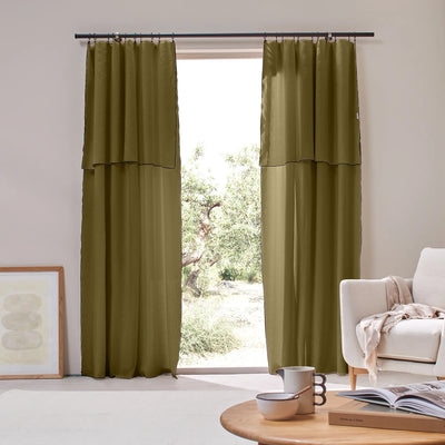 custom made Bourdon Edge Linen Curtains green