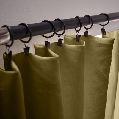 Bourdon Edge Linen Curtains fixation green