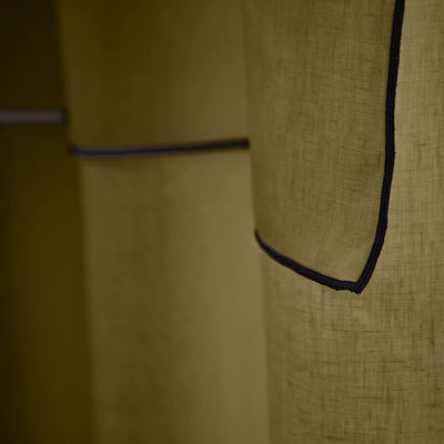 Bourdon Edge Linen Curtains Close up green
