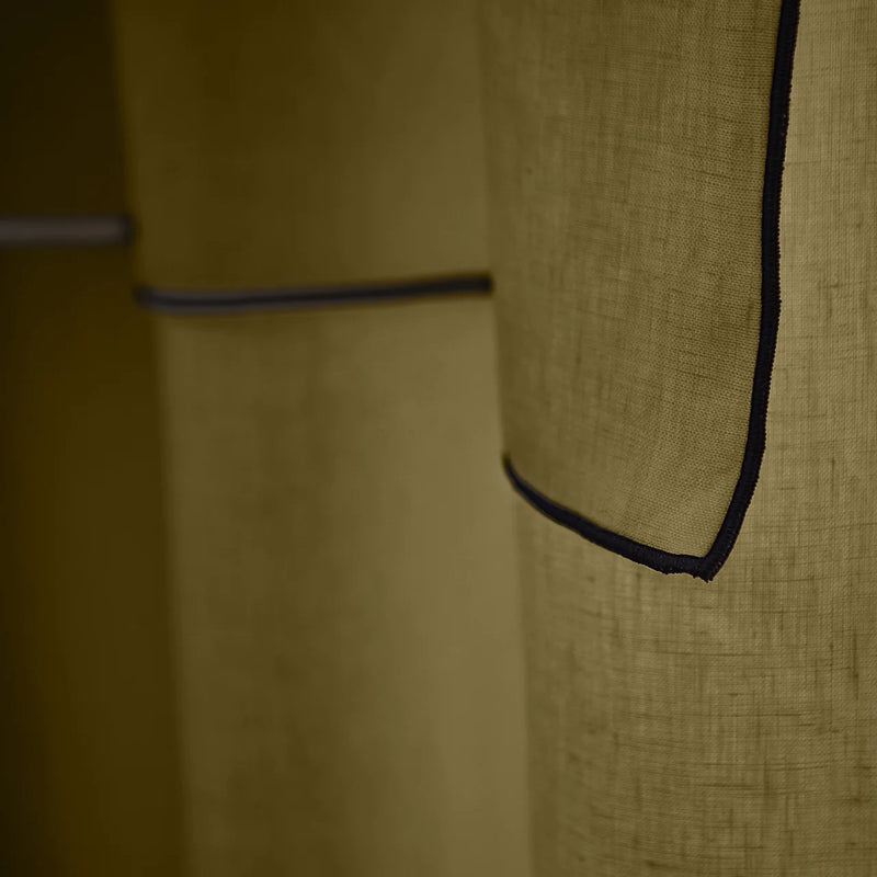 Bourdon Edge Linen Curtains Close up green