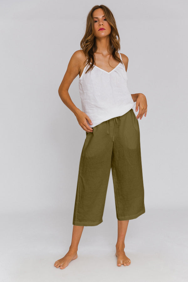 Casual Linen Bermuda "Carla" green