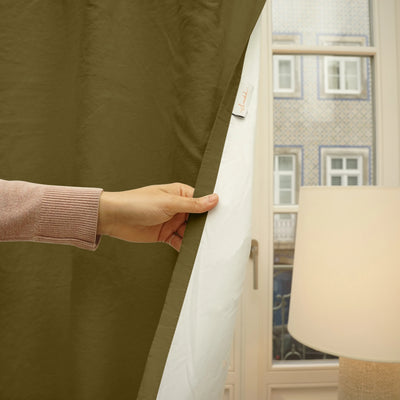 linen blackout curtain green olive