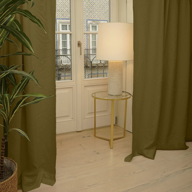 French Linen Blackout Curtain green olive