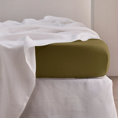 Linen Fitted Sheet Green