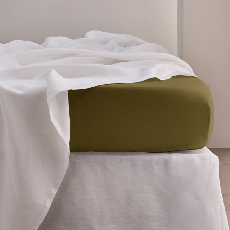 Linen Fitted Sheet Green