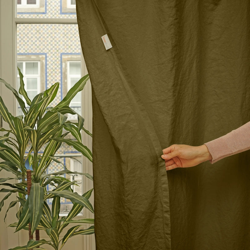 Linen curtain unlined green