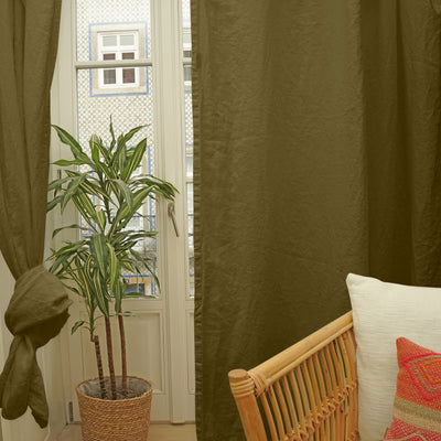 green Linen curtain without lining