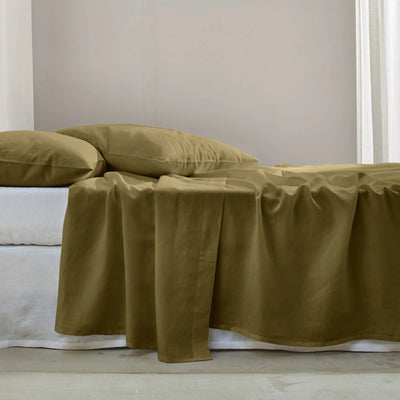 Linen Flat Sheet Green