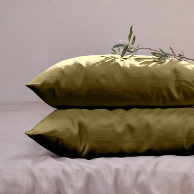 Housewife Linen Pillowcases green olive