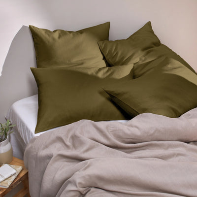 Housewife Linen Pillowcases dark olive