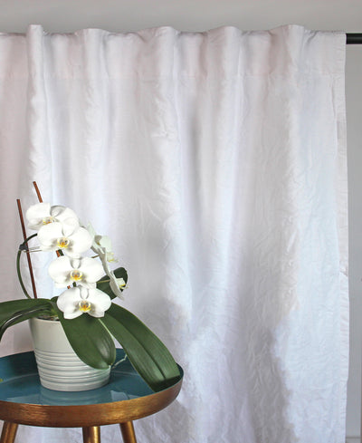 Custom size linen curtain drapery #colour_optic-white