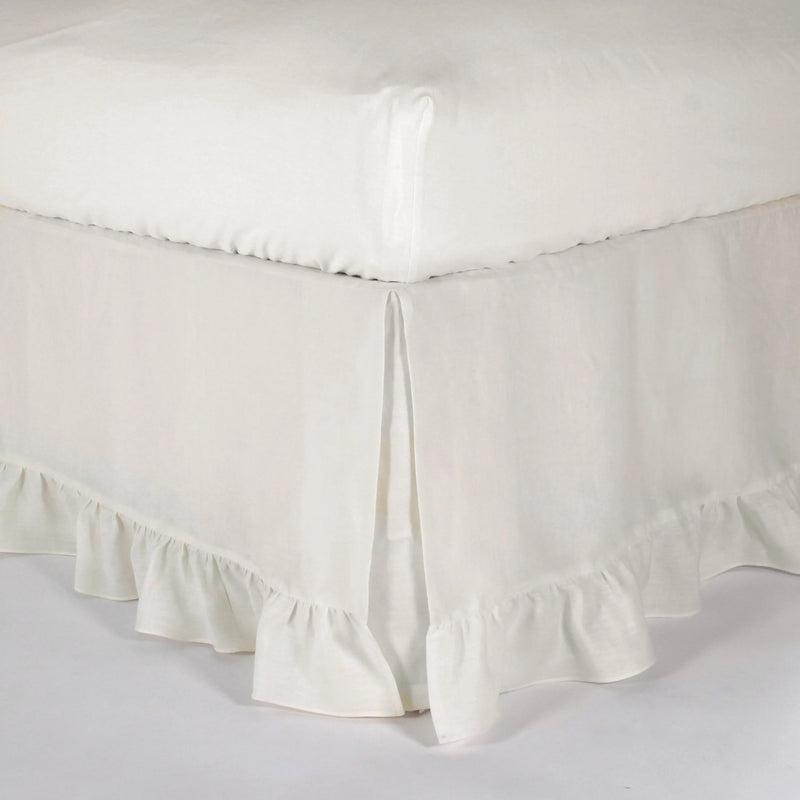 Ruffled Pure Linen Bed Skirt ivory