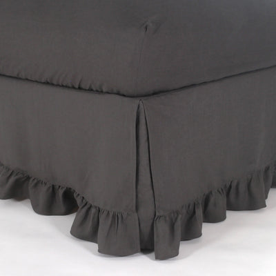 Ruffled Pure Linen Bed Skirt lead grey