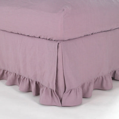 Ruffled Pure Linen Bed Skirt lilac