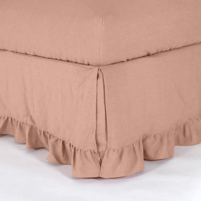 Ruffled Pure Linen Bed Skirt nude