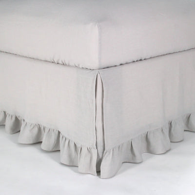 Ruffled Pure Linen Bed Skirt stone grey