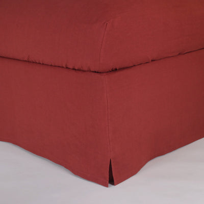 Linen Slit Corners Bed Skirt brick red