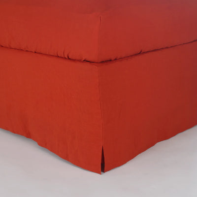 Linen Slit Corners Bed Skirt coral