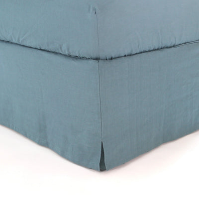 Linen Slit Corners Bed Skirt french blue