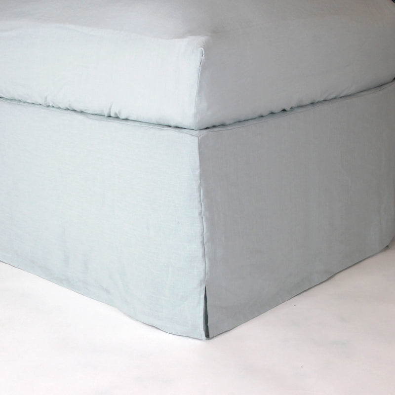 Linen Slit Corners Bed Skirt icy blue