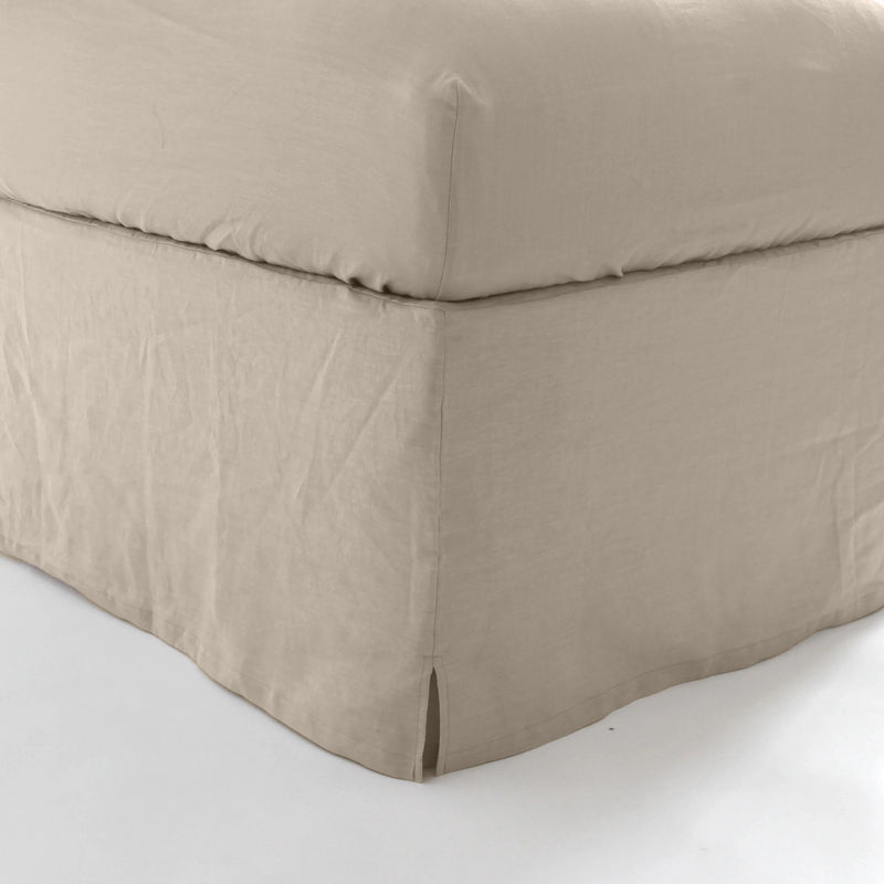 Linen Slit Corners Bed Skirt beige natural