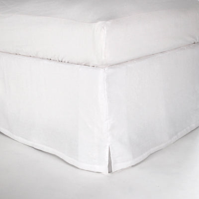 Linen Slit Corners Bed Skirt optical white