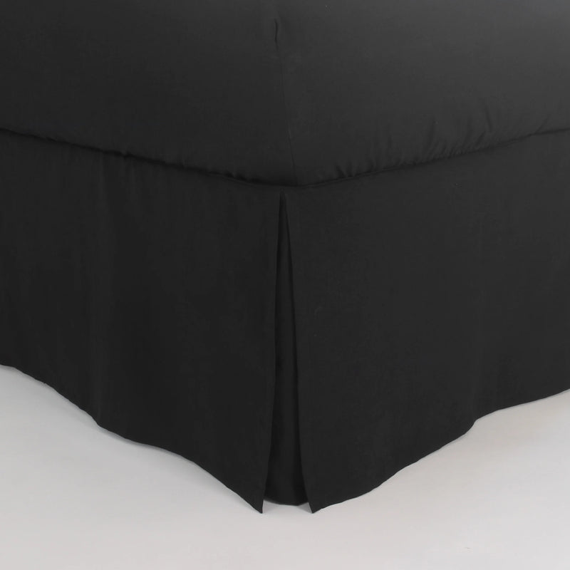 Split-Corner Linen Bed Skirt jet-black