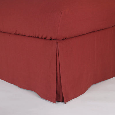 Split-Corner Linen Bed Skirt brick red