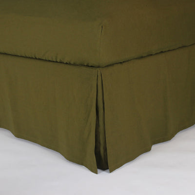 Split-Corner Linen Bed Skirt green olive