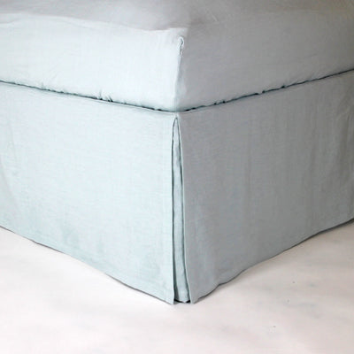 Split-Corner Linen Bed Skirt icy blue