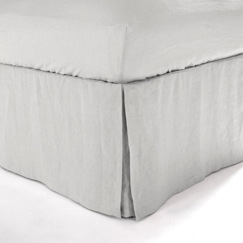 Split-Corner Linen Bed Skirt stone grey