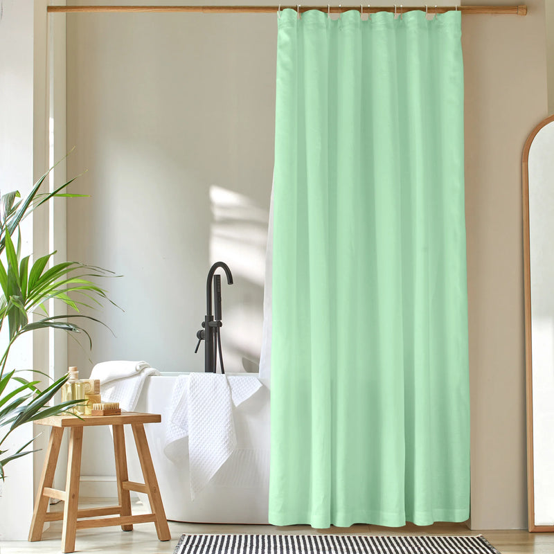 simple linen shower curtain mint green