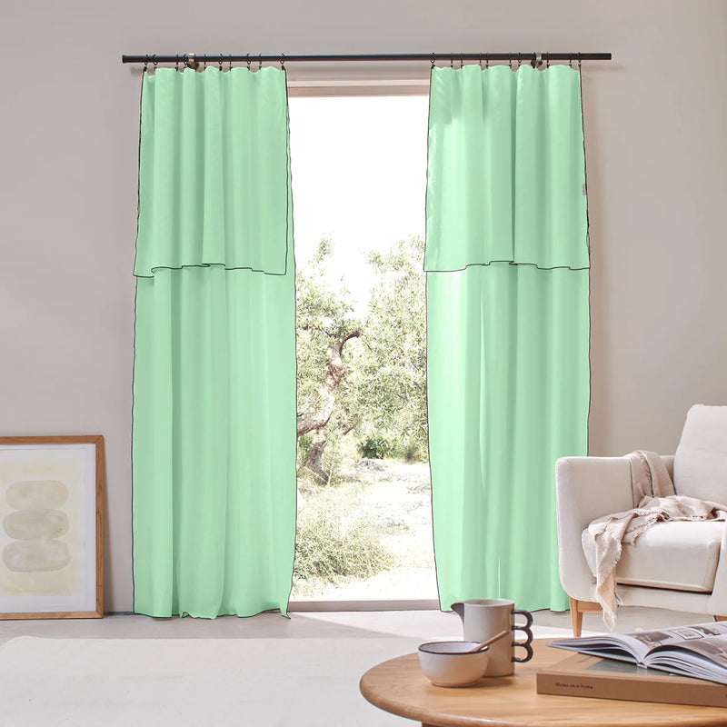 Bourdon Edge Linen Curtains mint green